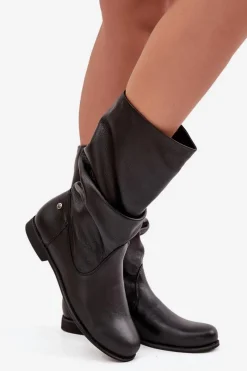 Best Maciejka Damskie Skórzane Kozaki 05057-20 Czarne Czarny