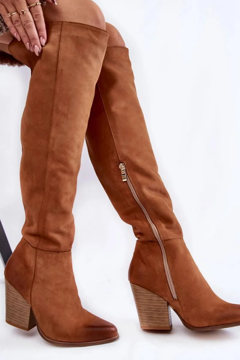 Muszkieterki|Kozaki Za Kolano>Boto Damskie Skórzane Kozaki Muszkieterki Lewski 2833 Camel
