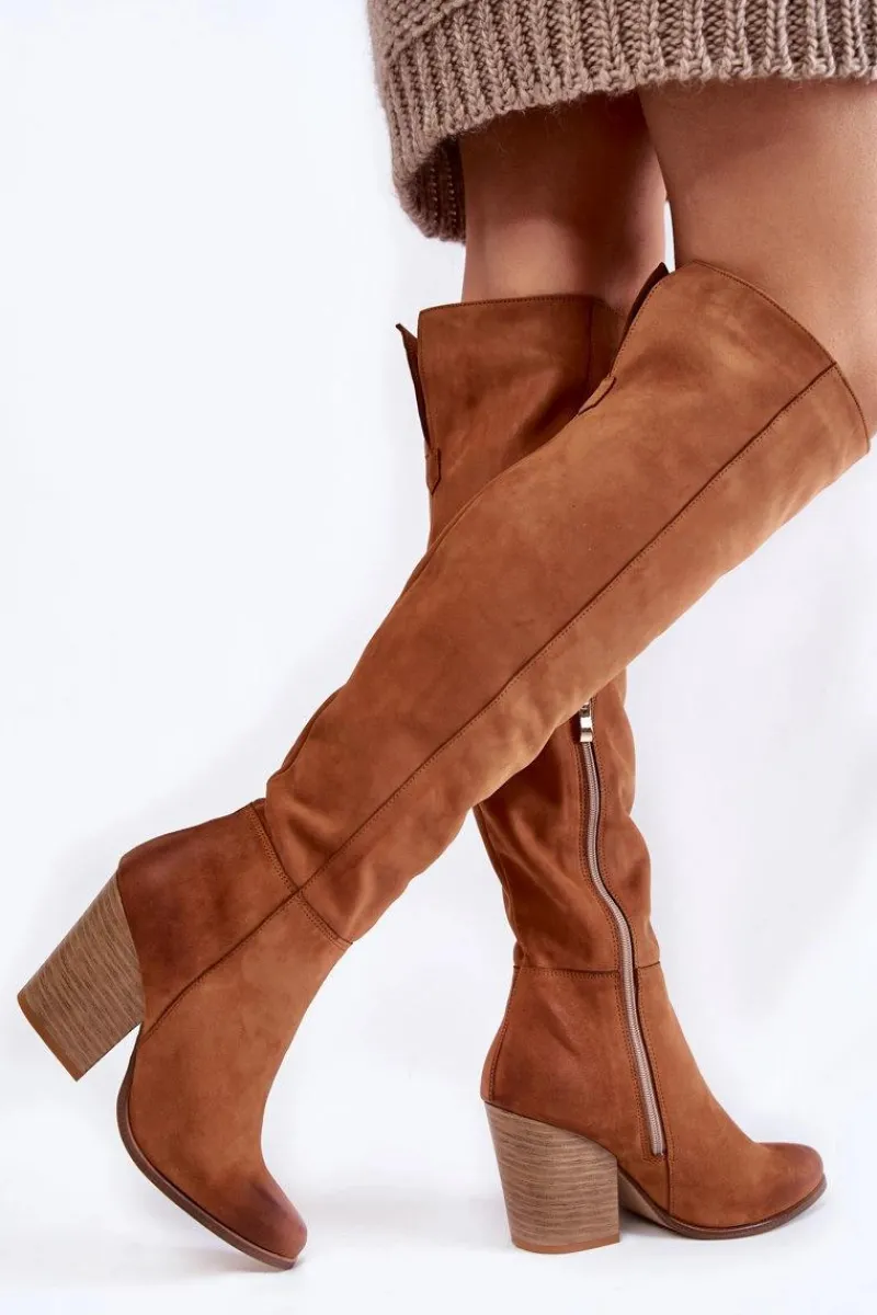 Muszkieterki|Kozaki Za Kolano>Boto Damskie Skórzane Kozaki Muszkieterki Lewski 2833 Camel