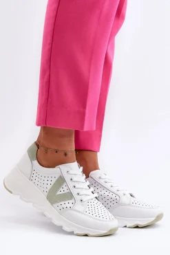 Discount Buty damskie Vinceza Damskie Skórzane Lekkie Buty Sportowe Białe Eleonori Biały