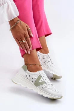 Discount Buty damskie Vinceza Damskie Skórzane Lekkie Buty Sportowe Białe Eleonori Biały