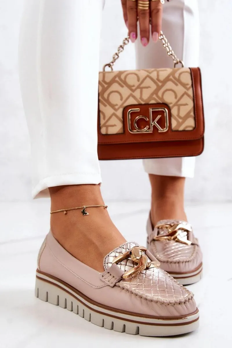 Mokasyny Damskie Skórzane|Mokasyny Na Platformie>Boto Damskie Skórzane Mokasyny Na Platformie Beżowe Venesia