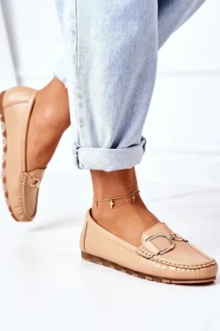 Best Boto Damskie Skórzane Mokasyny Jasny Brąz Downtown