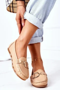 Best Boto Damskie Skórzane Mokasyny Jasny Brąz Downtown