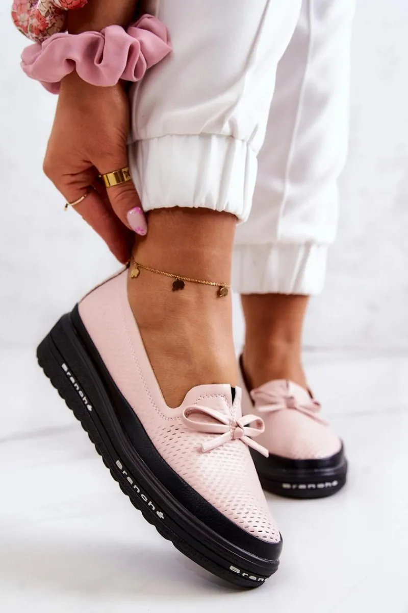 Hot Buty damskie Vinceza Damskie Skórzane Mokasyny Na Koturnie Różowe Cannes