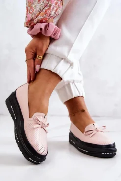 Hot Buty damskie Vinceza Damskie Skórzane Mokasyny Na Koturnie Różowe Cannes