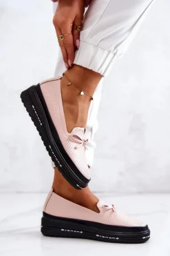 Hot Buty damskie Vinceza Damskie Skórzane Mokasyny Na Koturnie Różowe Cannes