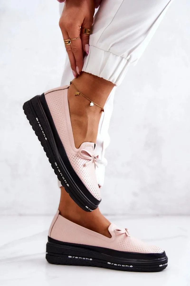 Hot Buty damskie Vinceza Damskie Skórzane Mokasyny Na Koturnie Różowe Cannes