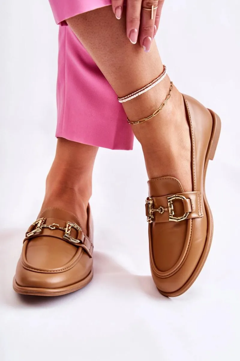 Hot Boto Damskie Skórzane Mokasyny Camel Coriso