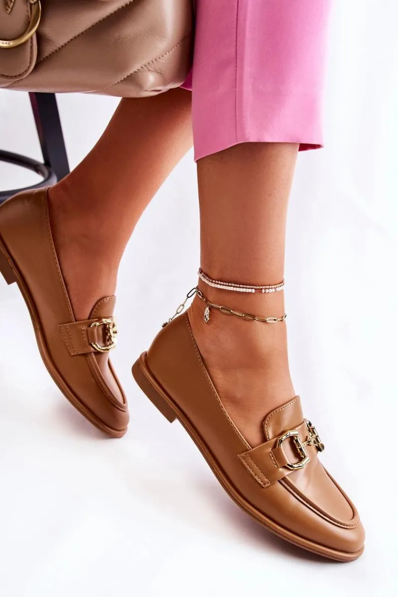 Hot Boto Damskie Skórzane Mokasyny Camel Coriso