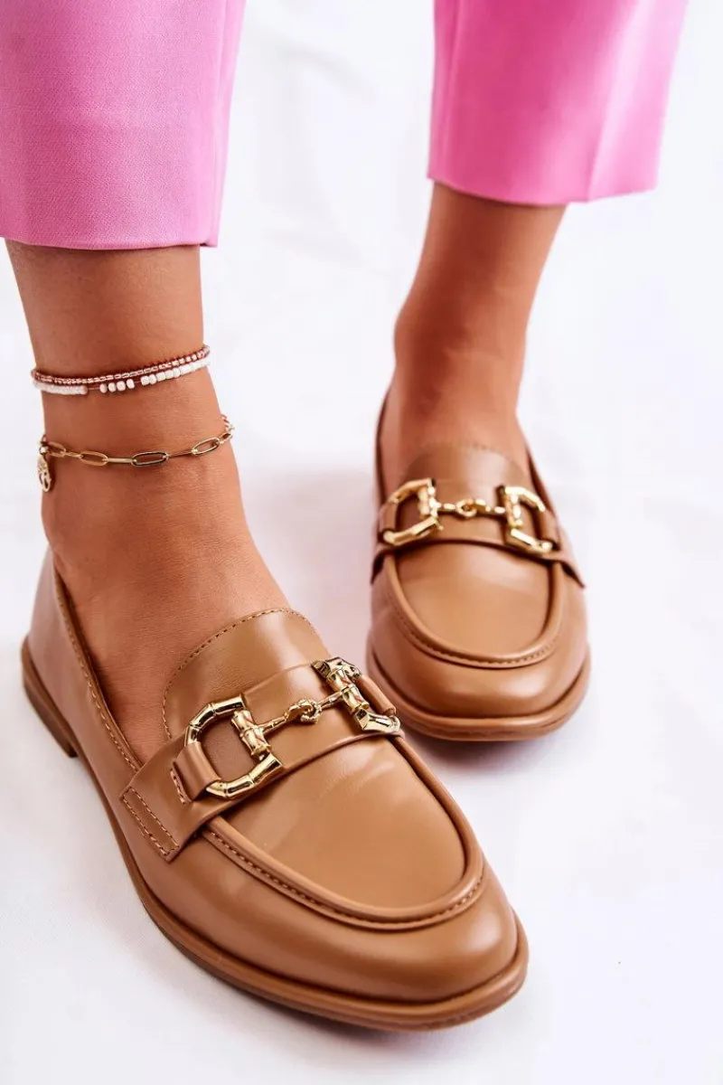 Hot Boto Damskie Skórzane Mokasyny Camel Coriso