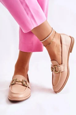 Online Damskie Skórzane Mokasyny Nude Coriso Damskie Mokasyny Damskie Skórzane