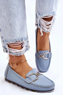 Best Damskie Skórzane Mokasyny Jasnoniebieskie Downtown Damskie Mokasyny Damskie Skórzane