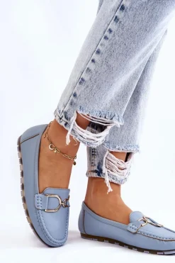Best Damskie Skórzane Mokasyny Jasnoniebieskie Downtown Damskie Mokasyny Damskie Skórzane