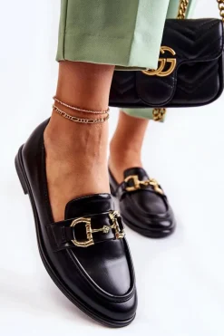 Best Boto Damskie Skórzane Mokasyny Czarne Coriso