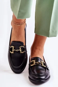 Best Boto Damskie Skórzane Mokasyny Czarne Coriso