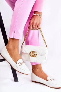 Boto Damskie Skórzane Mokasyny Białe Godley