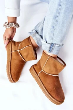 Damskie Skórzane Śniegowce Big Star II274441 Camel Damskie Śniegowce Damskie