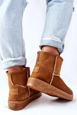 Damskie Skórzane Śniegowce Big Star II274441 Camel Damskie Śniegowce Damskie