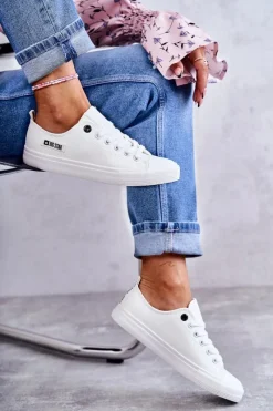Clearance Damskie Skórzane Niskie Trampki Big Star KK274010 Białe Damskie Trampki Damskie Big Star|Trampki Damskie Niskie