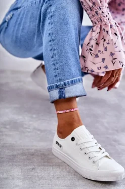 Clearance Damskie Skórzane Niskie Trampki Big Star KK274010 Białe Damskie Trampki Damskie Big Star|Trampki Damskie Niskie