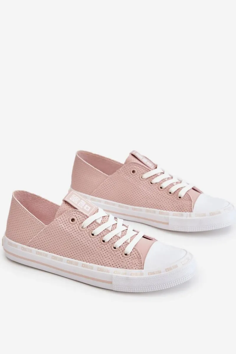 Discount Big Star Shoes Damskie Skórzane Niskie Trampki Big Star LL274015 Różowe