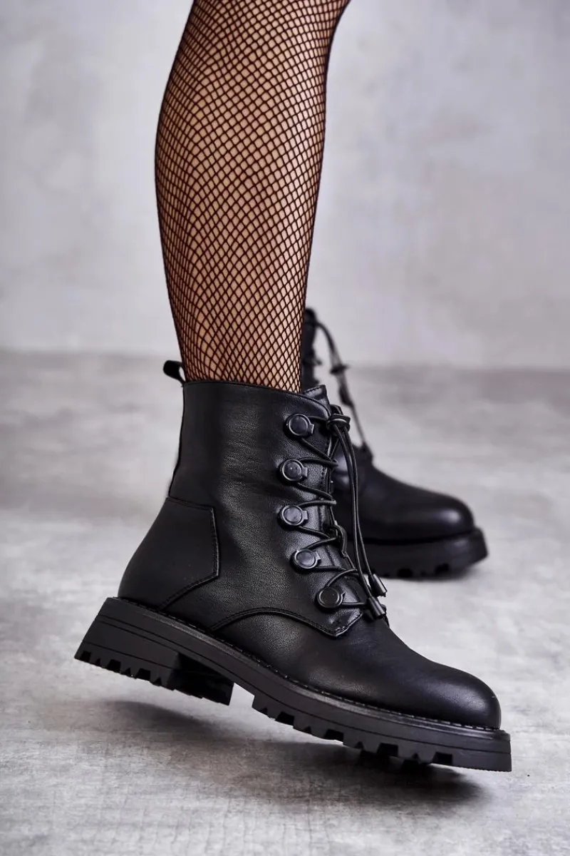 Best Damskie Skórzane Ocieplane Botki Ze Ściągaczem Czarne Helia Damskie Czarne Botki|Botki Zimowe Damskie