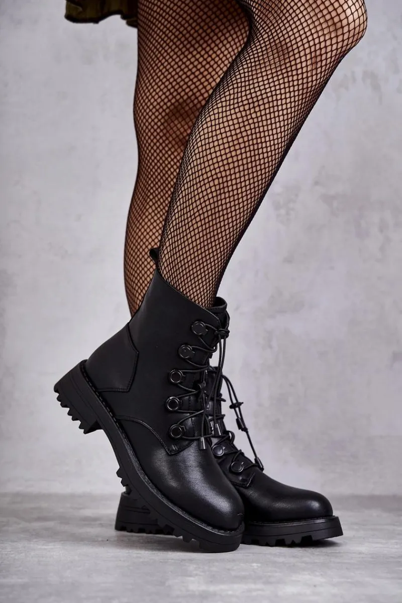 Best Damskie Skórzane Ocieplane Botki Ze Ściągaczem Czarne Helia Damskie Czarne Botki|Botki Zimowe Damskie