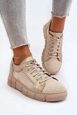 Półbuty Skórzane>Maciejka Damskie Skórzane Półbuty 05850-22 Jasnobeżowe Beżowy