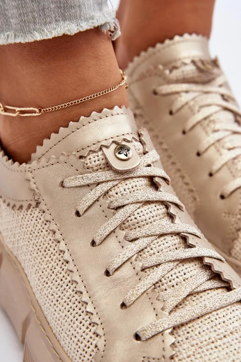 Półbuty Skórzane>Maciejka Damskie Skórzane Półbuty 05850-22 Jasnobeżowe Beżowy