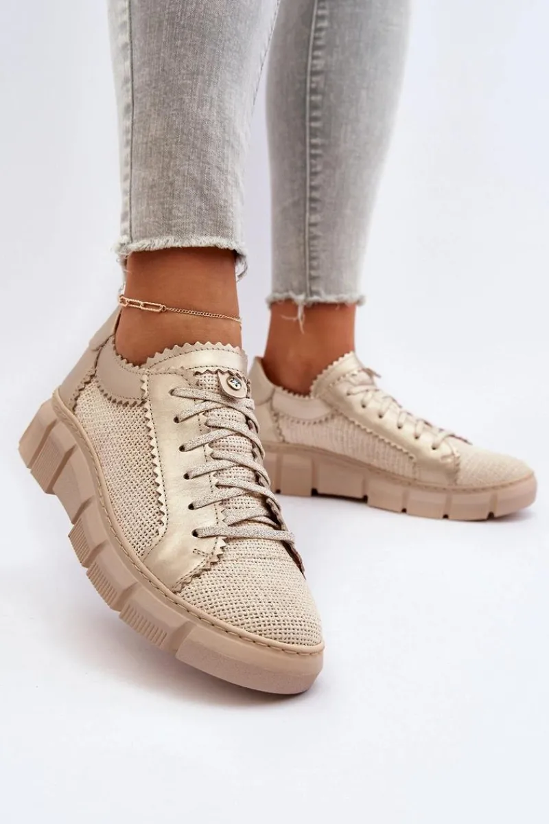 Półbuty Skórzane>Maciejka Damskie Skórzane Półbuty 05850-22 Jasnobeżowe Beżowy