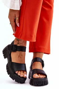 Sandały Płaskie>Buty damskie Vinceza Damskie Skórzane Sandały Na Płaskim Obcasie Czarne Dean