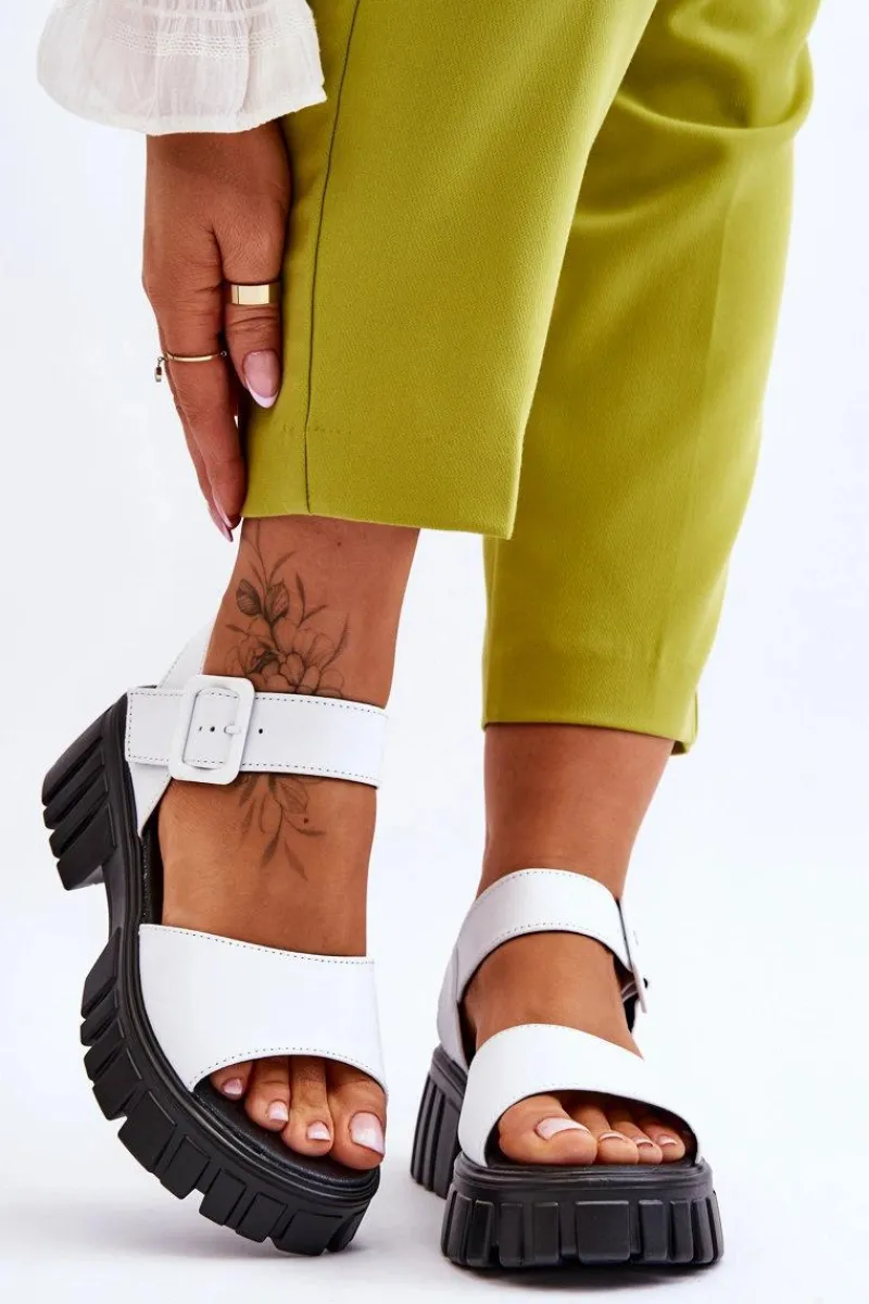 Best Buty damskie Vinceza Damskie Skórzane Sandały Na Płaskim Obcasie Białe Dean