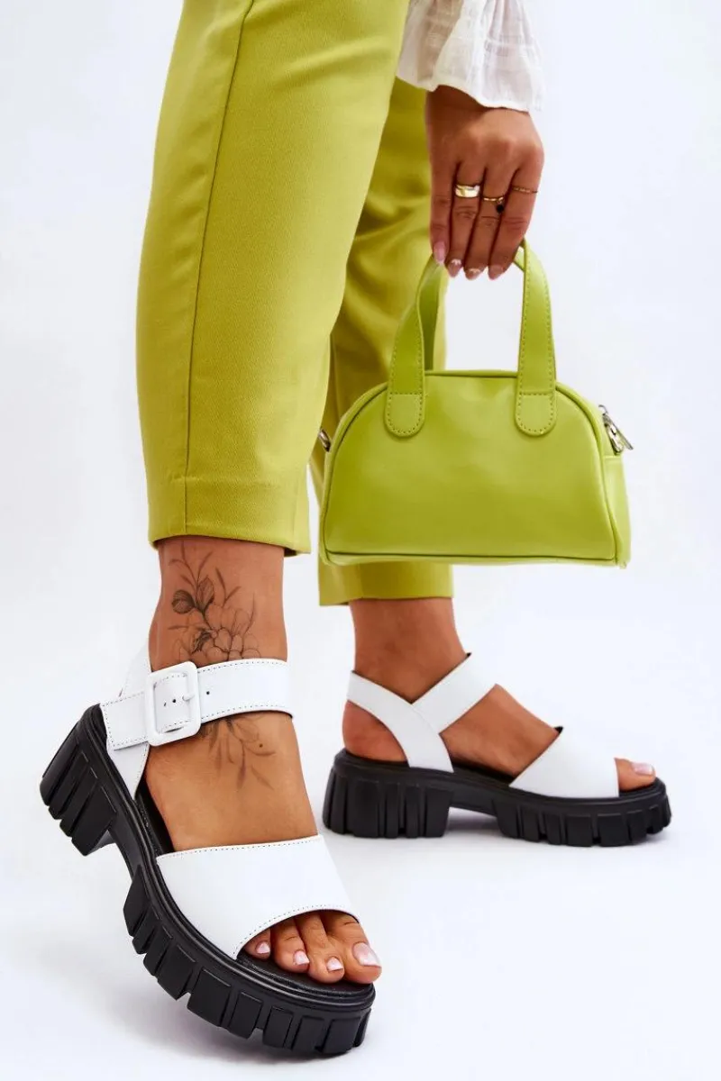 Best Buty damskie Vinceza Damskie Skórzane Sandały Na Płaskim Obcasie Białe Dean