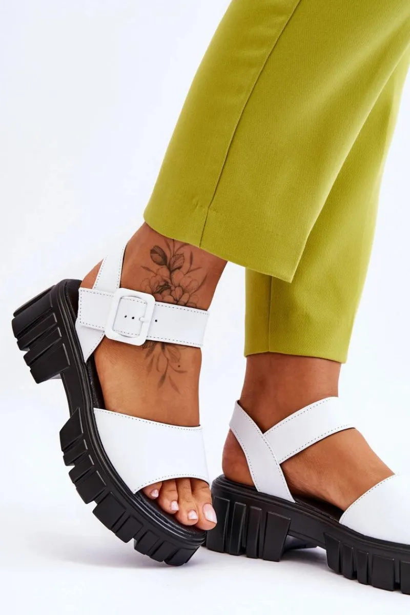 Best Buty damskie Vinceza Damskie Skórzane Sandały Na Płaskim Obcasie Białe Dean