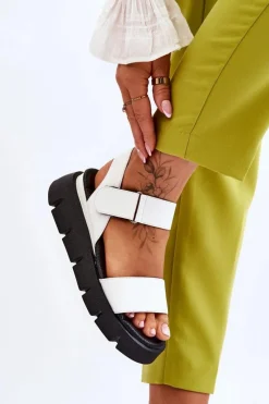 Sandały Na Koturnie>Buty damskie Vinceza Damskie Skórzane Sandały Na Platformie Białe Katte