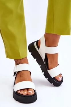 Sandały Na Koturnie></noscript>Buty damskie Vinceza Damskie Skórzane Sandały Na Platformie Białe Katte