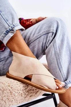 Sandały Płaskie><noscript><img width=