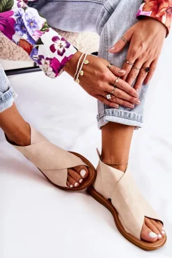 Sandały Płaskie><noscript><img width=