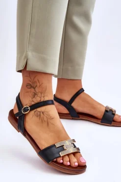 Best Damskie buty S.Barski Damskie Skórzane Sandały S.Barski KV-5541-37 Czarne