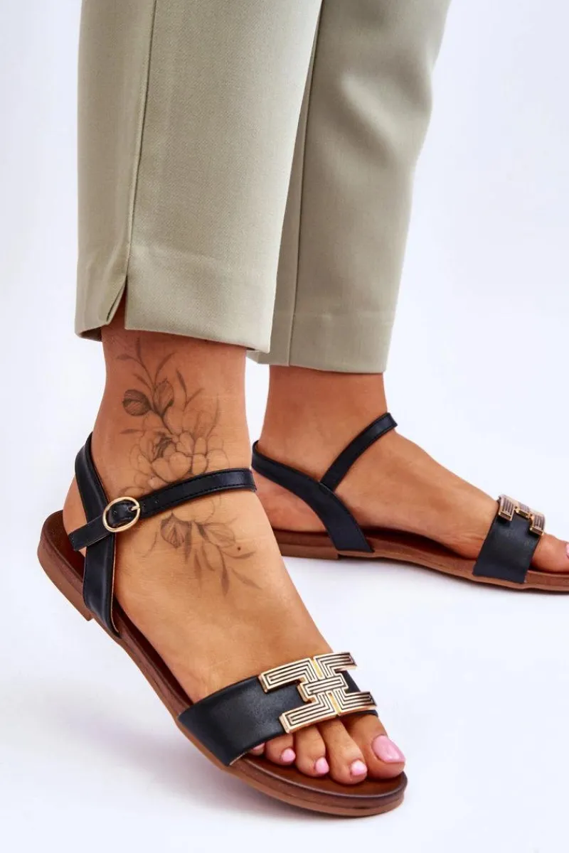 Best Damskie buty S.Barski Damskie Skórzane Sandały S.Barski KV-5541-37 Czarne