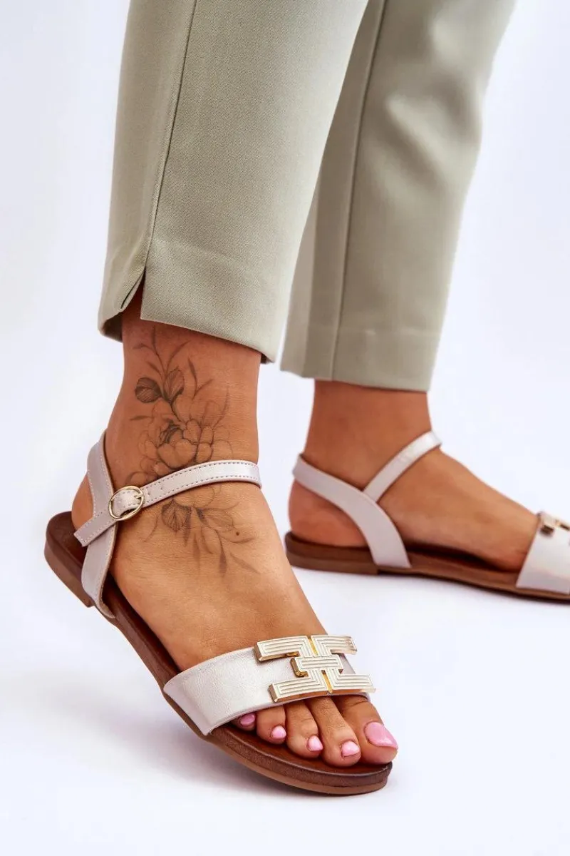 Sandały Płaskie>Damskie buty S.Barski Damskie Skórzane Sandały S.Barski KV-5541-37 Beżowe