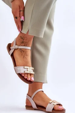 Sandały Płaskie><noscript><img width=