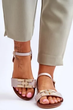 Sandały Płaskie><noscript><img width=