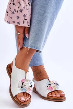 Sandały Płaskie><noscript><img width=