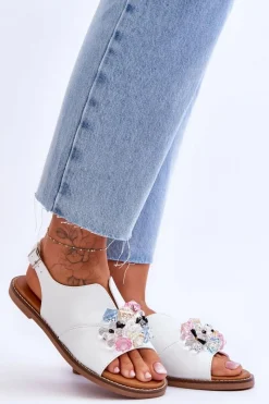 Sandały Płaskie><noscript><img width=