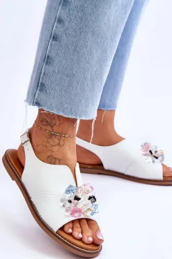 Sandały Płaskie><noscript><img width=