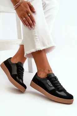 Sale Damskie Skórzane Sneakersy Czarne Vinceza 7333 Damskie Sneakersy Damskie