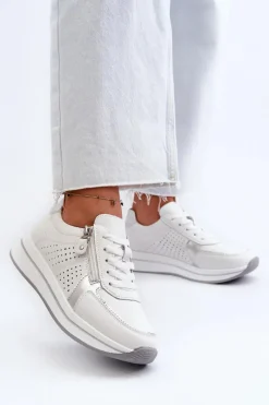 Hot Damskie Skórzane Sneakersy Na Platformie Białe Ligustra Damskie Sneakersy Damskie