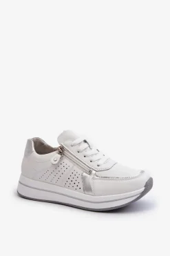 Hot Damskie Skórzane Sneakersy Na Platformie Białe Ligustra Damskie Sneakersy Damskie